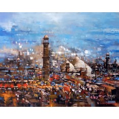 Shan Amrohvi, 30 x 36 inch, Oil on Canvas, Cityscape Painting, AC-SA-167